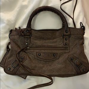 Balenciaga Small Classic City bag shiny brown